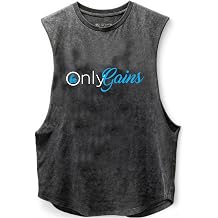 Only Gains Scoop Bottom Cotton Tank,Novelty Sleeveless T-Shirt,Fitness Heavy Duty Training Tank Top