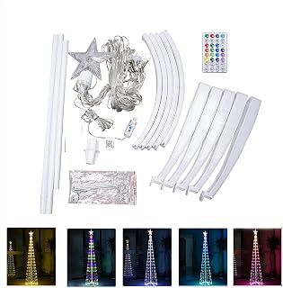 Led Christmas Tree, Outdoor Christmas Cone Tree Lights with Star Top and Remote Control Timer, Dimmable Artificial Christmas Cone Tree, for Garden & Yard Party Indoor Outside Xmas Decorations