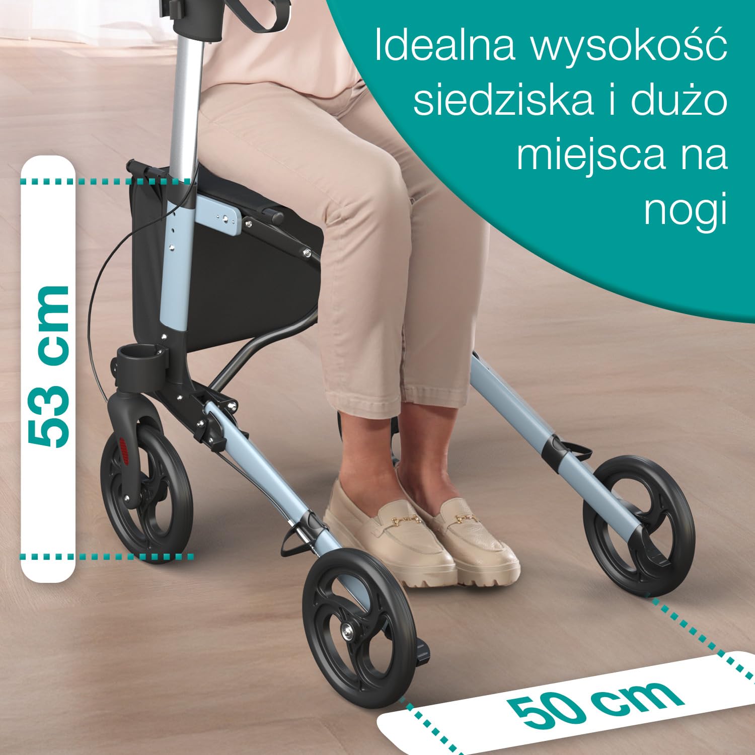 ELONEO Lekki rollator z siedziskiem, 8-stopniowa regulacja wysokości, 3-krotnie składana pomoc do chodzenia z torbą i uchwytem na parasol, mieści się w samochodzie (Antracyt)