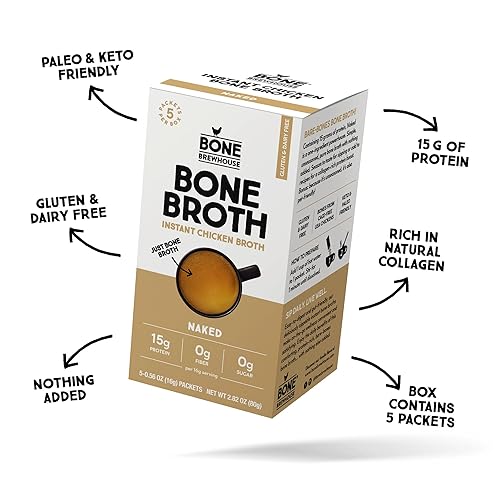 Miniatura 4 de Bone Brewhouse - Polvo de proteína de caldo de hueso de pollo sin sabor - Apto para dieta cetogénica y paleo - Caldo de sopa instantánea - 0.53 oz 1