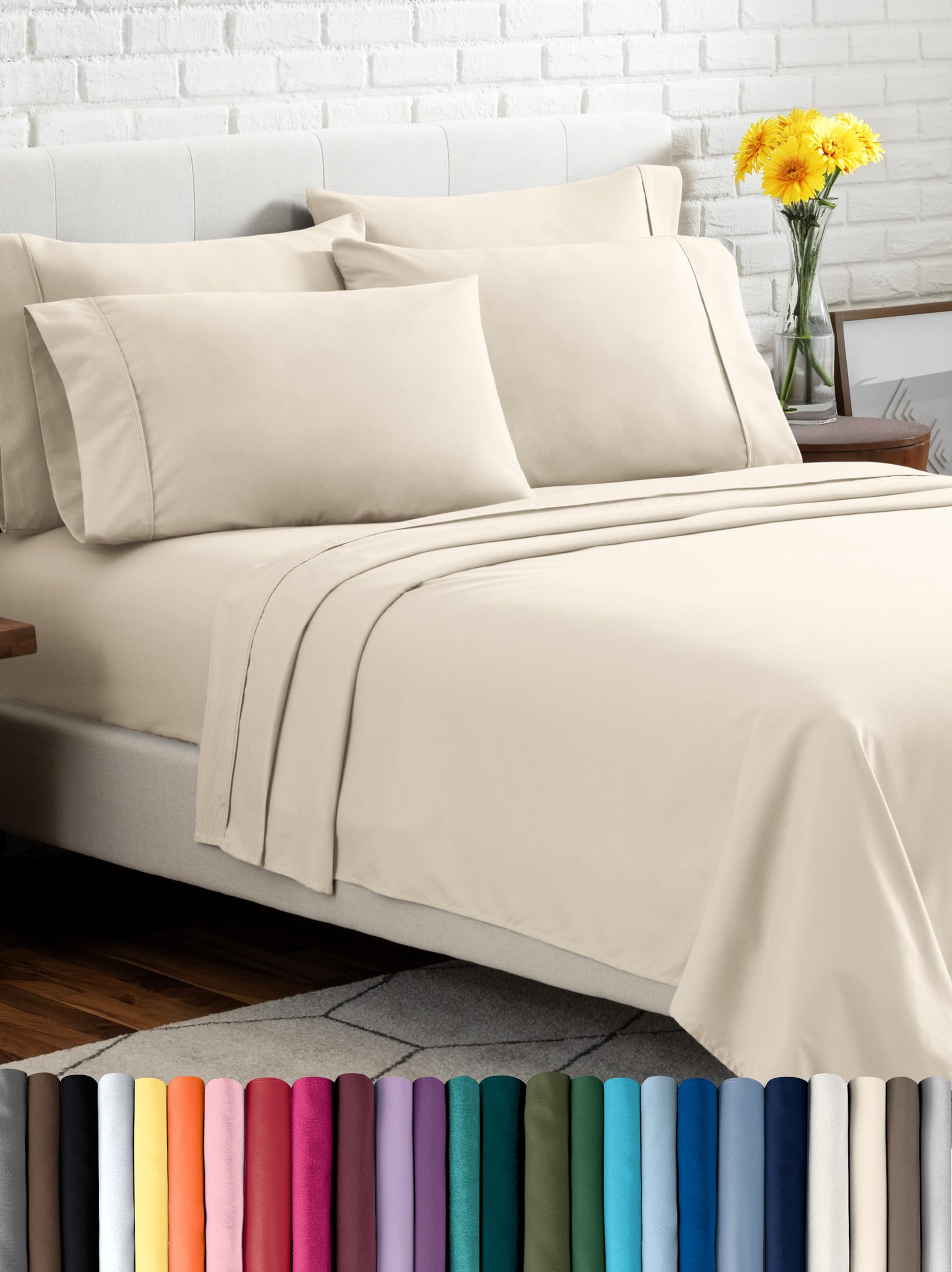 Bare Home Hotel Luxury King Sheet Set Extra Soft - 6 Piece Set - Deep Pockets - Easy