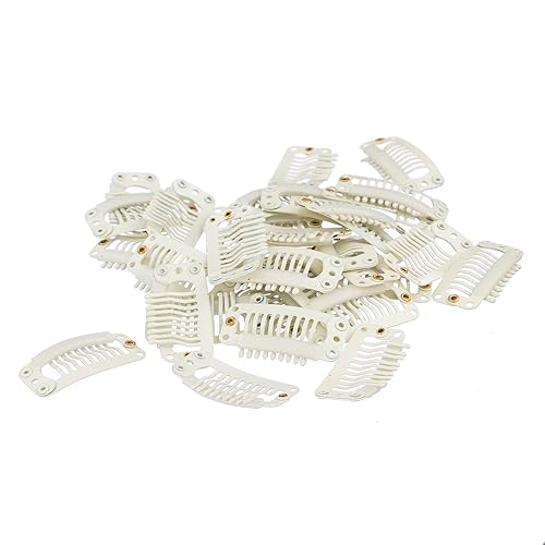 Miniatura 8 de SWACC 100 clips metálicos en forma de U para extensiones de cabello, extensiones de cabello, clips de peluca de peine a presión con goma (marrón, 9