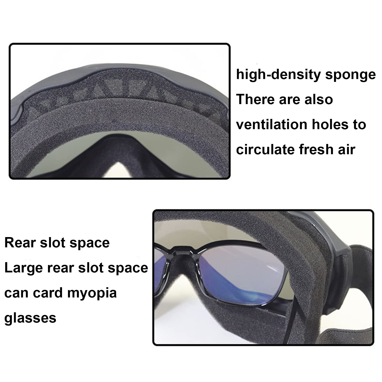 Lunettes de Moto Lunettes de Ski Facial Détachable Casque Anti-buée Coupe-Vent Verres de Vélo,Transparent
