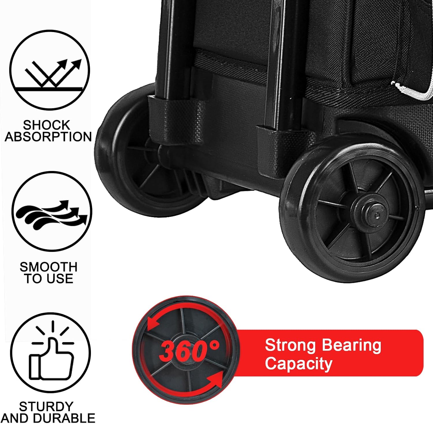 LARIPOP 3 Ball Bowling Bag with Wheels, Premium Roller Bowling Bag, Padded Compartment & Sturdy 38" Retractable Handle for League & Tournament Bowlers