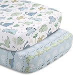 The Peanutshell 5 Ensemble de literie pour bébé en pièces pour garçons - Nouveau-né, nourrisson & Ensemble de lit pour bébé avec des draps de lit, Couverture, Refroidisseur à la poussière - Dino bleu