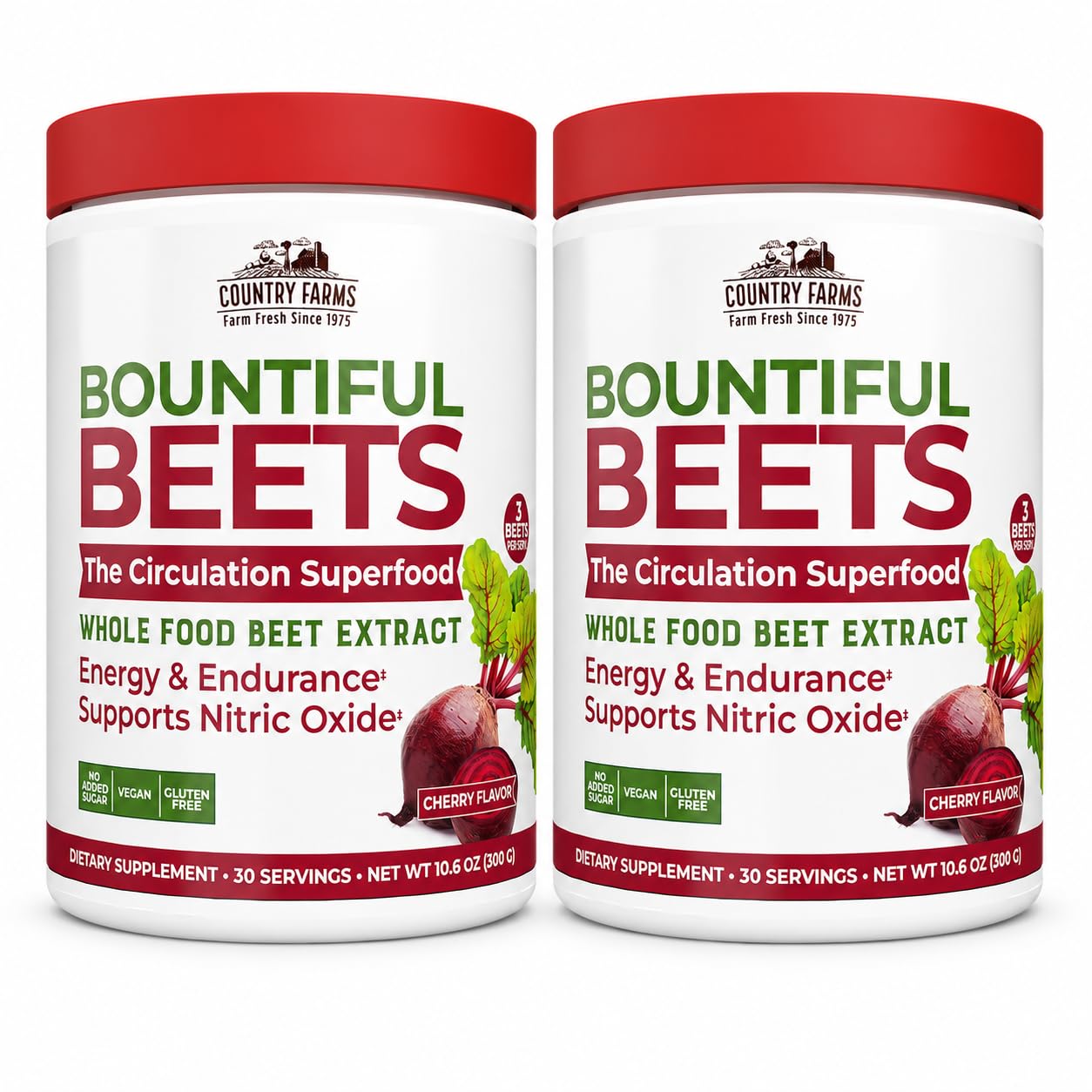 Country Farms Bountiful Beets, pó de beterraba, extrato integral de beterraba, 60 porções