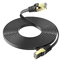 Vista 29 de Cable Ethernet Cat 7 de 25 pies de alta velocidad, cable de Internet plano blindado con clips, más rápido que el cable LAN Cat6, color negro