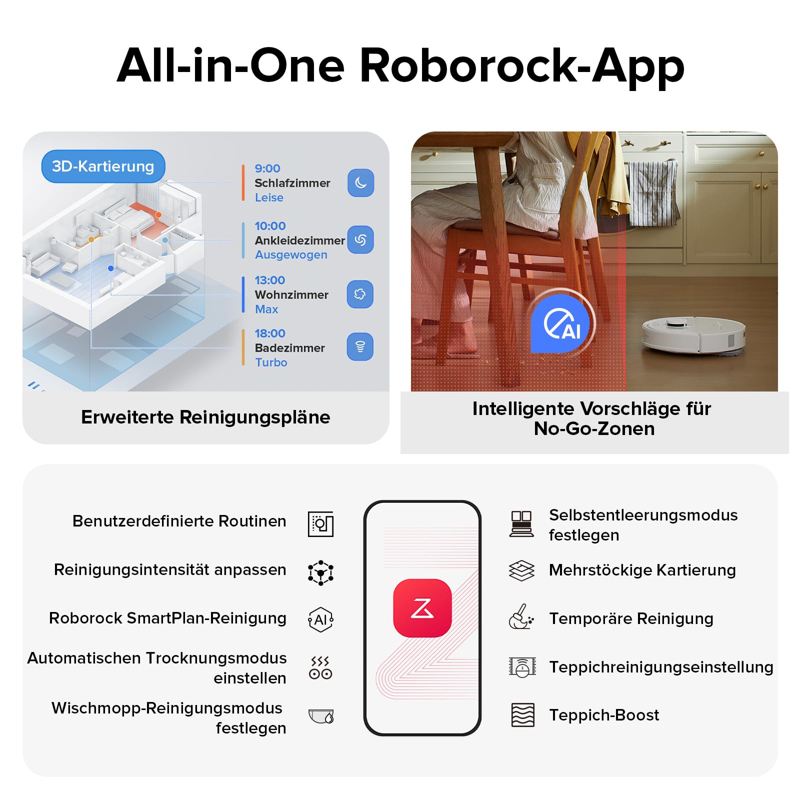roborock QrevoS Saugroboter mit Saugleistung von 7000Pa, PreciSense LiDAR Navigation, 45 dB(A) leises Trocknen (Weiß) (Generalüberholt)