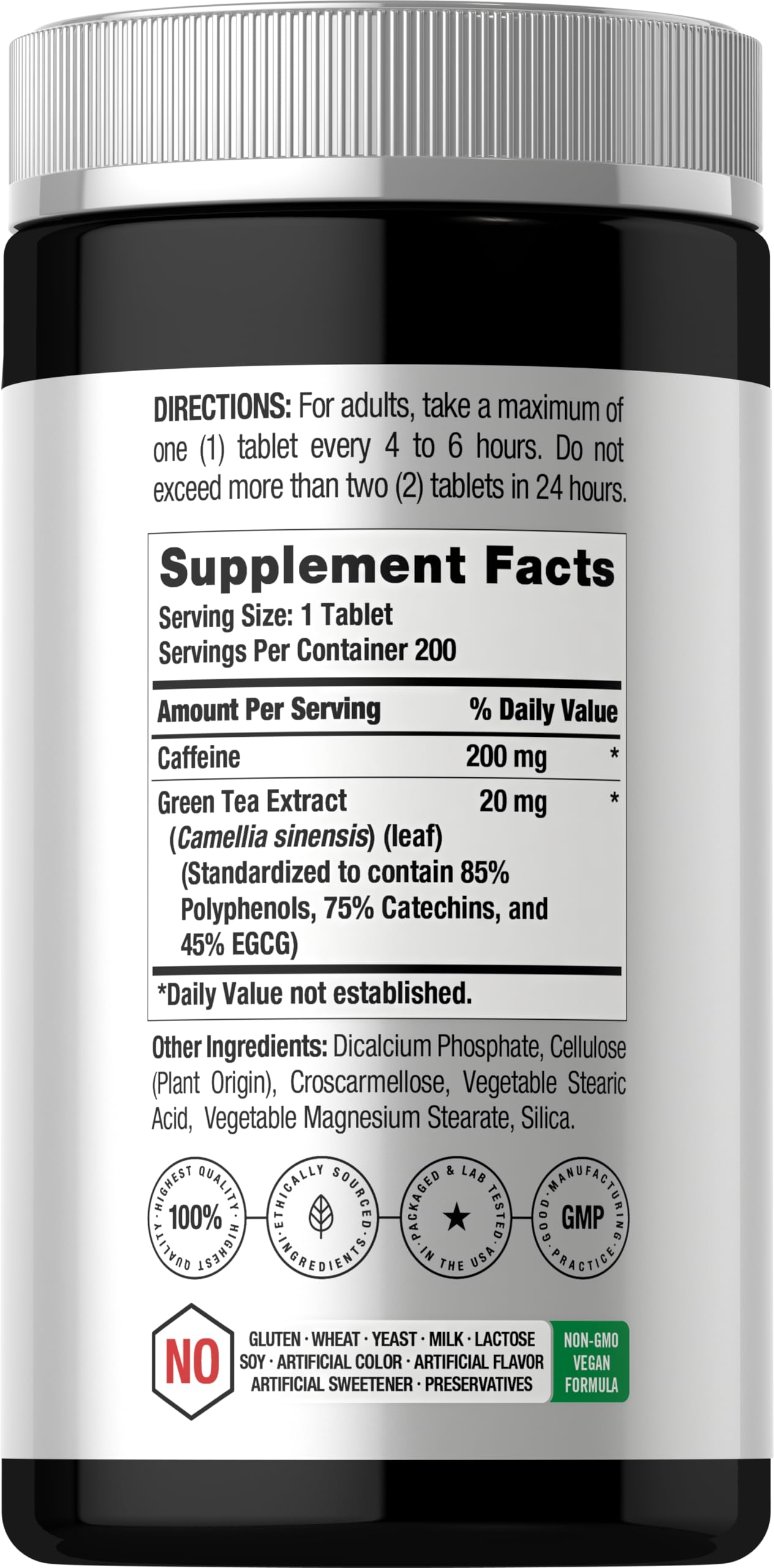Horbäach Caffeine Pills 220mg | with Green Tea | 200 Tablets — Amazon image 2