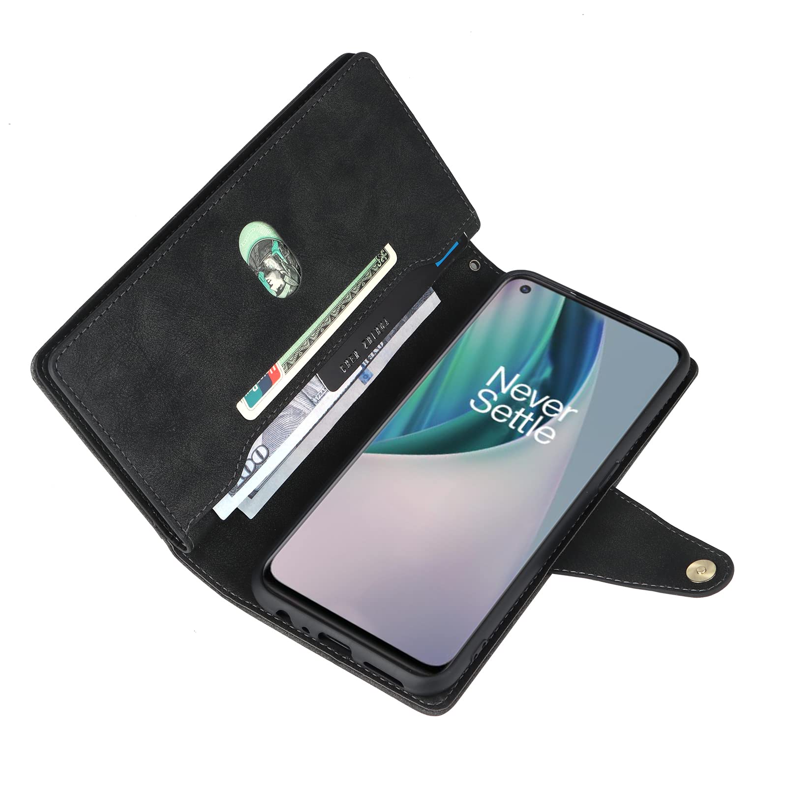 Asuwish Custodia OnePlus Nord N10 5G Con Portafoglio E Marmo – Copertina Flip In Pelle PU Con Slot E Supporto, Include Pellicola - 3