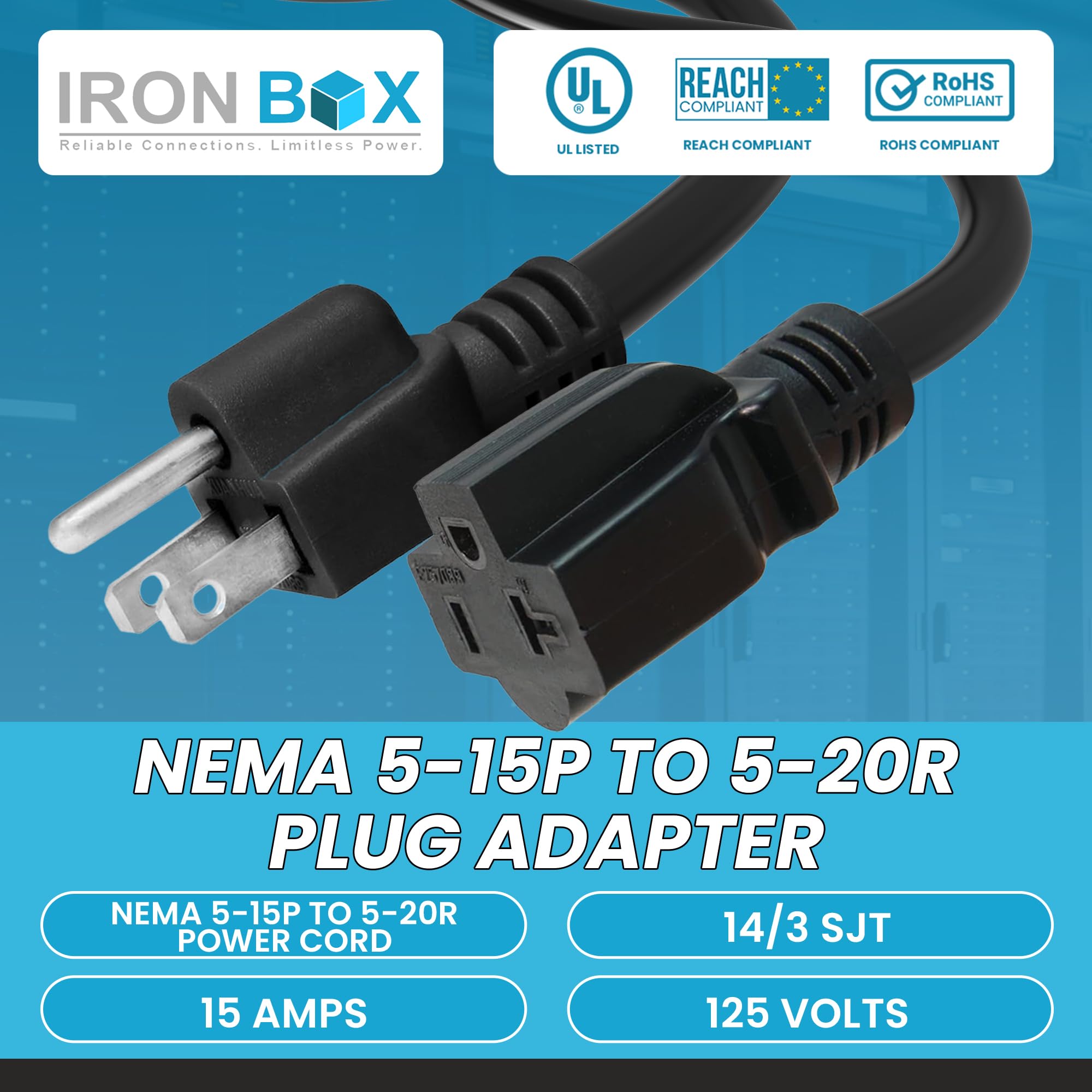 Amazon.co.jp: IronBox Electric NEMA 5-15P~5-20R 電源コード - 15A 