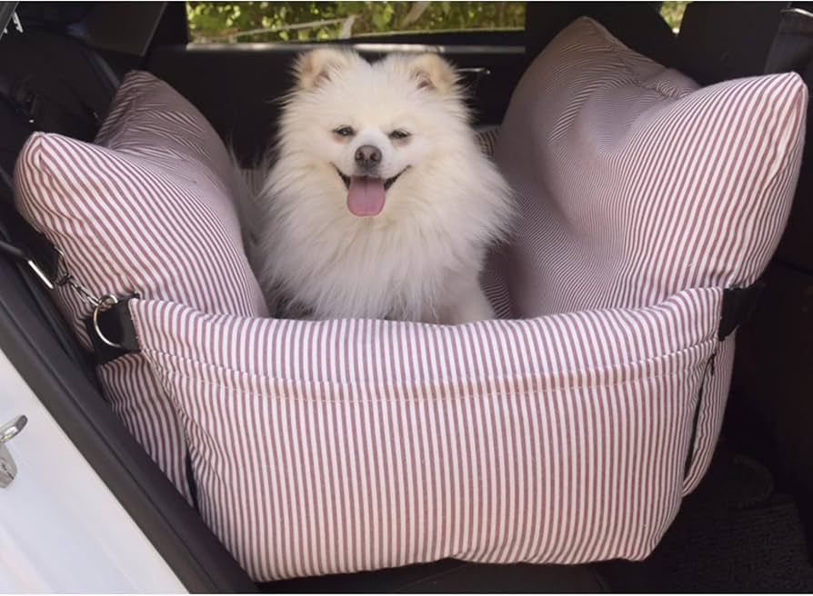 [JUIN] 犬 車ドライブボックス おしゃれ 柴犬 酔わない 大型犬車用ドライブボックス ペットキャリーバッグ ペット用 レッド 76*52cm  ドライブベッド 飛び出し防止リード付き 折畳み式 小型犬 中型犬 わんちゃん 猫用 お出かけ 車載用 カー用品