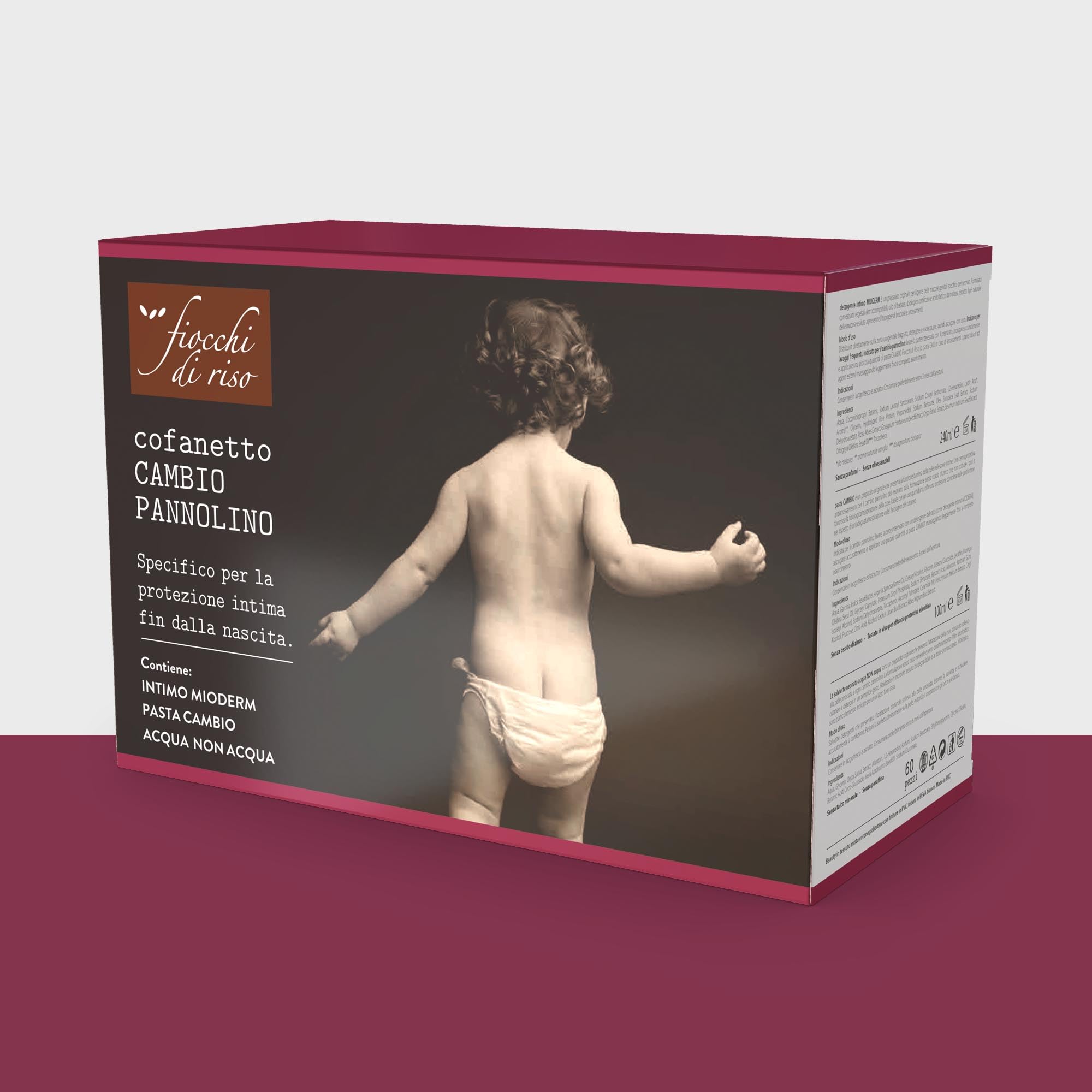 Fiocchi di Riso - BEAUTY CAMBIO PANNOLINO - COFANETTO NEONATO - Kit neonato per la protezione intima: Detergente Intimo Mioderm, Pasta Cambio e salviette Acqua NON Acqua. Nuovo beauty