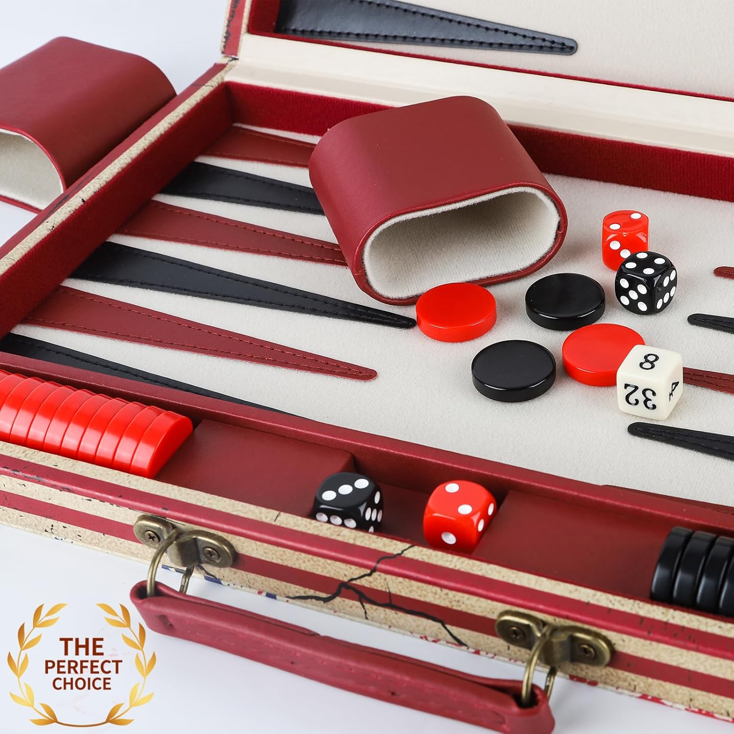 15 Inches Backgammon Sets for Adults Leather Travel Backgammon Set with American Flag Design Classic Board Game for Friends Party or Family Game Night
