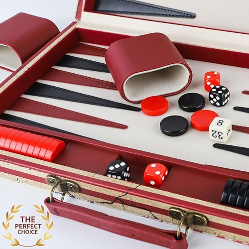 Miniatura 5 de Juego de backgammon de 15 pulgadas para adultos, juego de backgammon de viaje de cuero con diseño de bandera estadounidense, juego de mesa Claasic