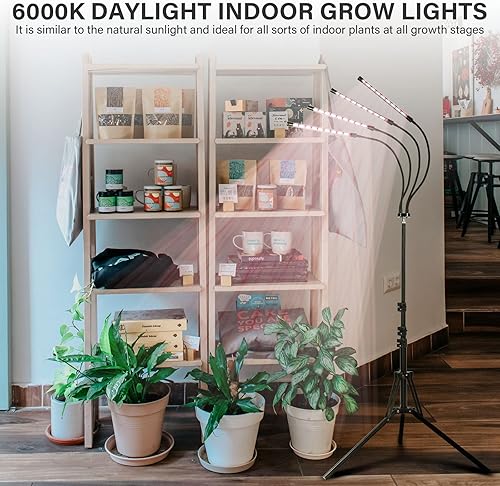 Miniatura 7 de iPower Luz LED de crecimiento con espectro completo para plantas de interior cuello de cisne ajustable 3 modos de luz y 10 niveles regulables