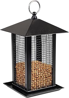 Vogelfutterspender – Hilma Schwarz – 22 cm – Für Erdnüsse – Metall & Draht – Verteilblock – Flamingo