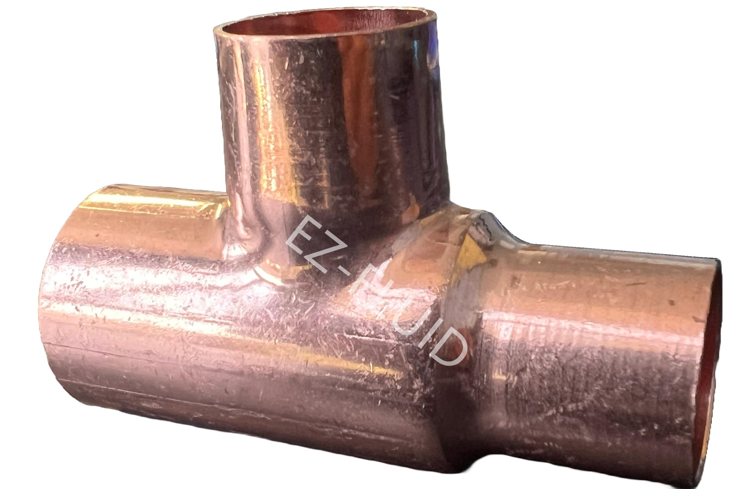 (4-PK) EZ-FLUID Plumbing 3/4" x 1/2" x 1/2" C X C X C Copper Reducing Tee,LF Pressure Copper Reducer Tee Fittings,Sweat Solder Connection for Residential,Commercial Pipe