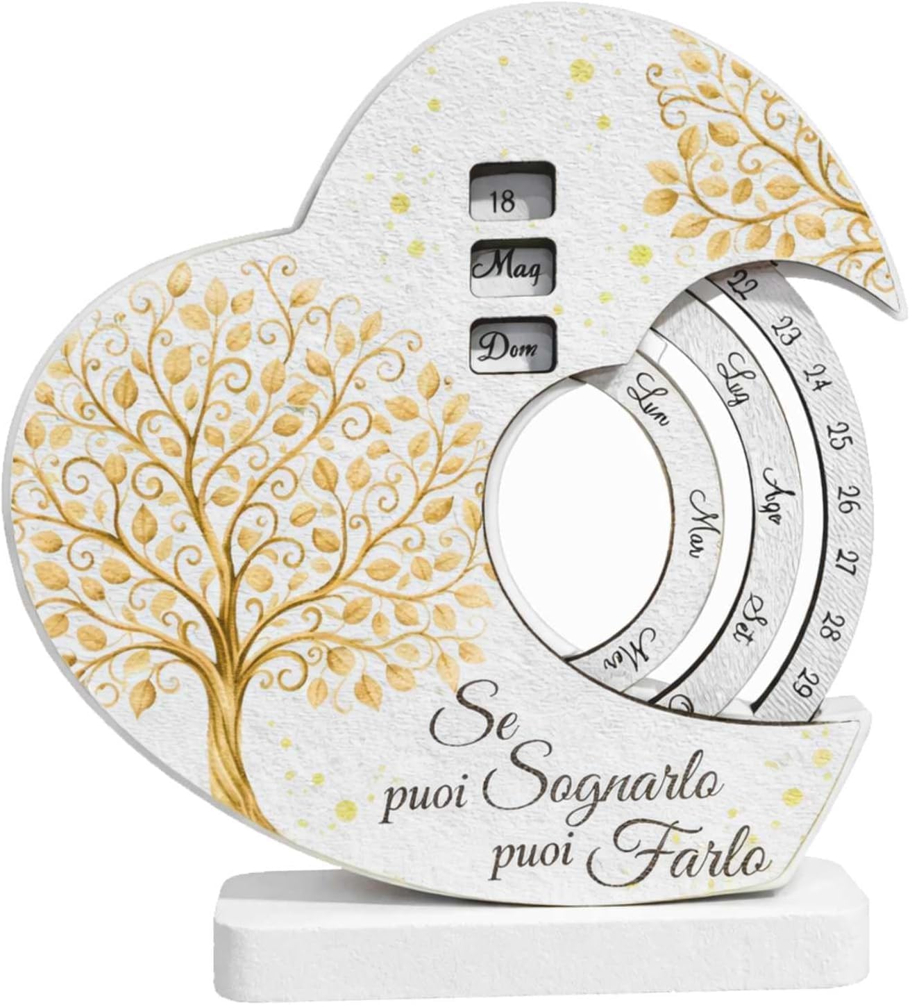 Regalami Set 10 Bomboniere Calendario Perpetuo Albero della Vita – Calendario Infinito con Ruote Girevoli 12x12 cm – Bomboniera Completa (10, Rotondo)