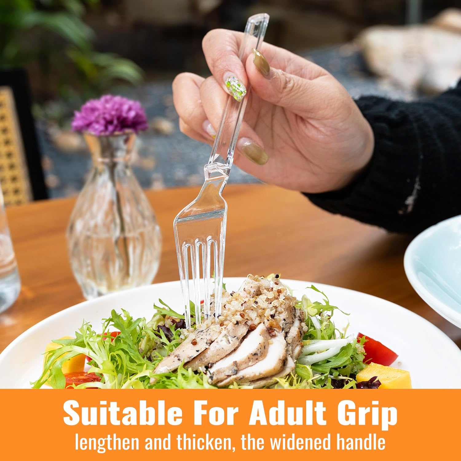 Plastic Forks Heavy Duty, Disposable Clear Silverware Full Size 7.5", Pack of 85 - Image 8