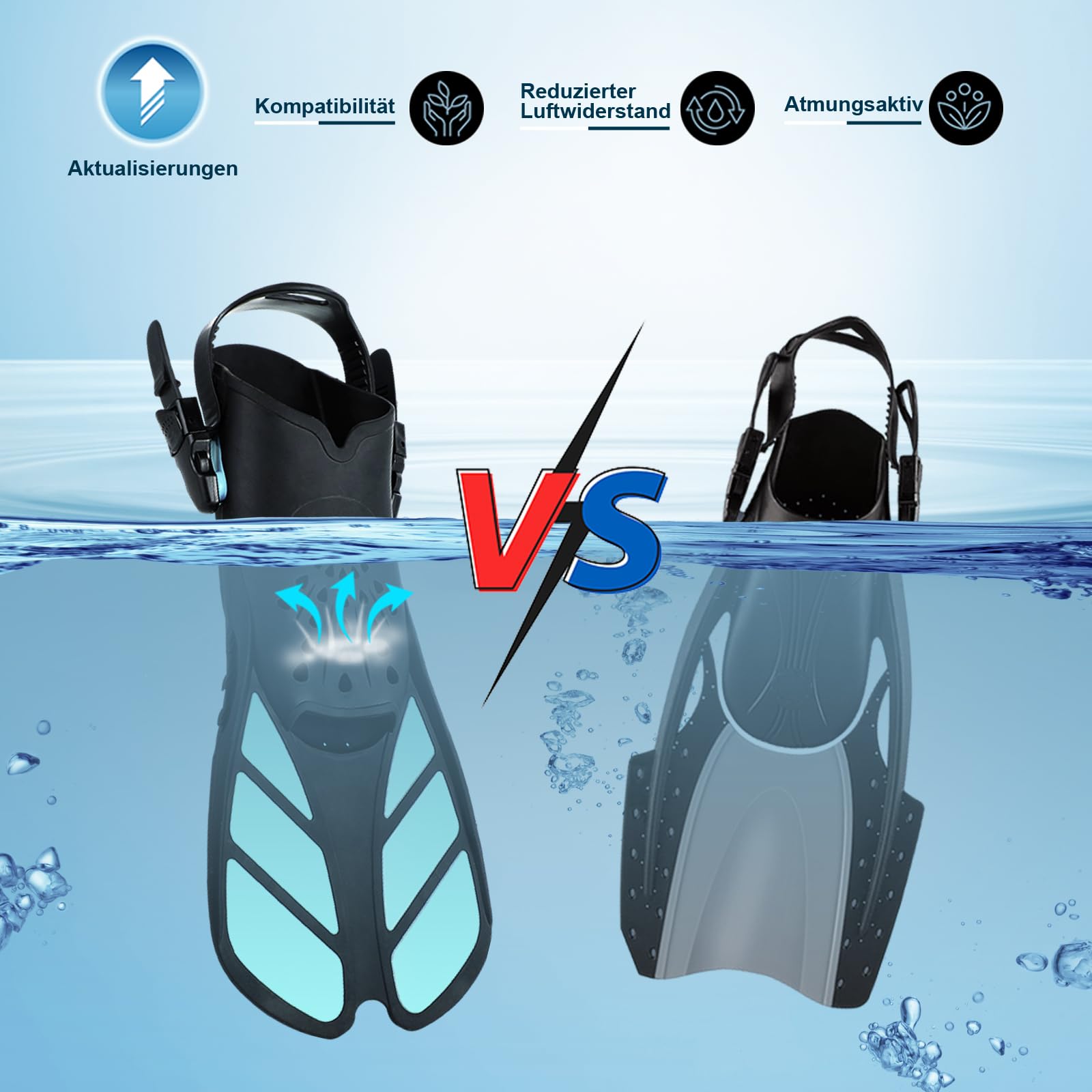 Schnorchelflossen, Flossen Erwachsene Schwimmflossen, Flexibel Einstellbare Schwimmflossen, PP+TPR Material Unisex Taucherflossen für Erwachsene mit Netztasche