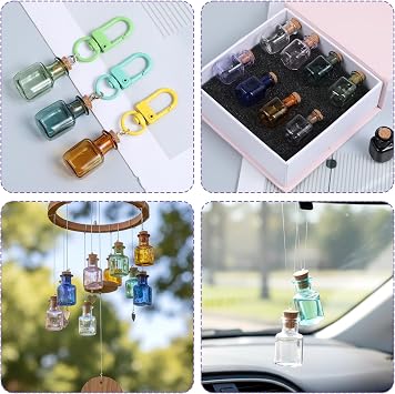 9 Pack Mini Glass Bottles with Cork Stoppers Colored Tiny Spell Jars 2mL Mini Potion Bottles Small Wishing Bottle Decorative Bottle for Party Wedding Decorations