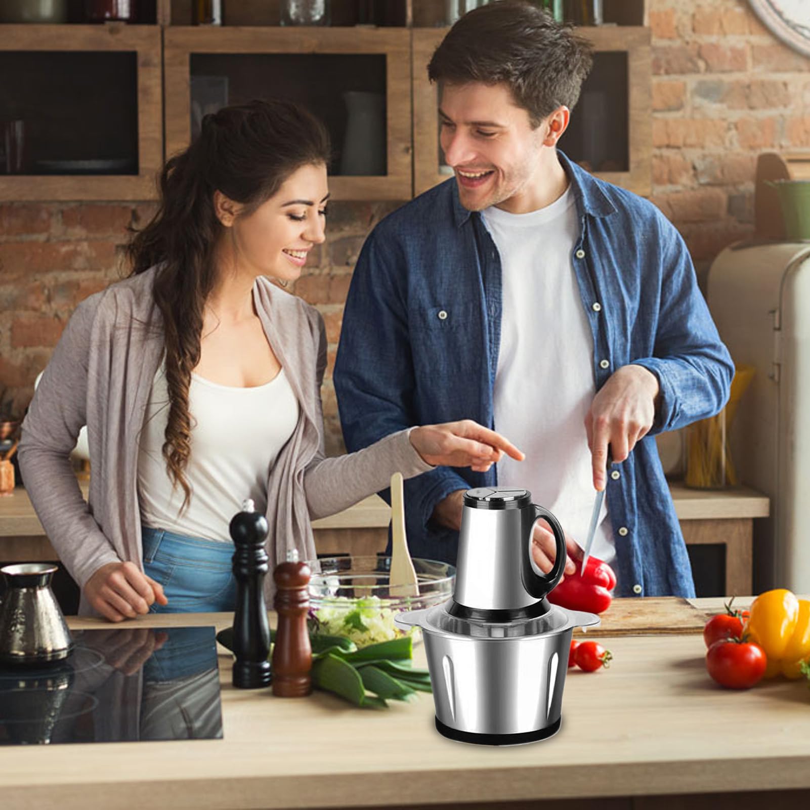 Picadora Eléctrica Para Verduras Acero Inoxidable Portátil Ajo, Frutas