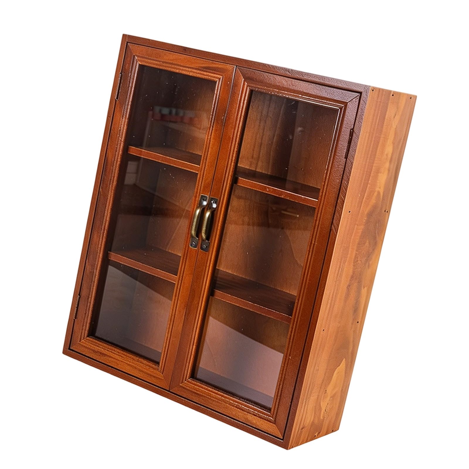 Tsophreniq Wooden Storage Cabinet for Desk and Countertop, Transparent Door Organizer for Cosmetics, Kitchen and Collectibles Counter Shelf