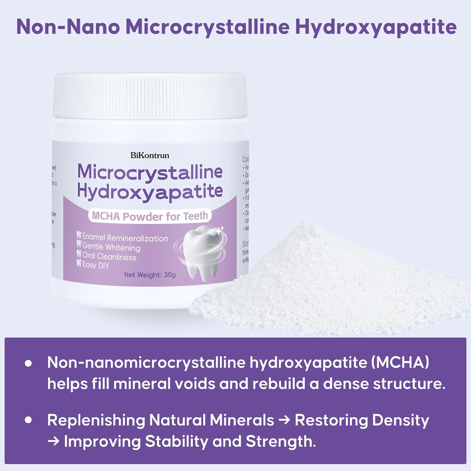 Microcrystalline Hydroxyapatite Powder for Teeth, MCHA Tooth Powder Supports Enamel-Friendly & Gentle Whitening, Fine Tooth Powder for Enamel Care, Easy DIY Oral Care Alternative 30g - Image 7