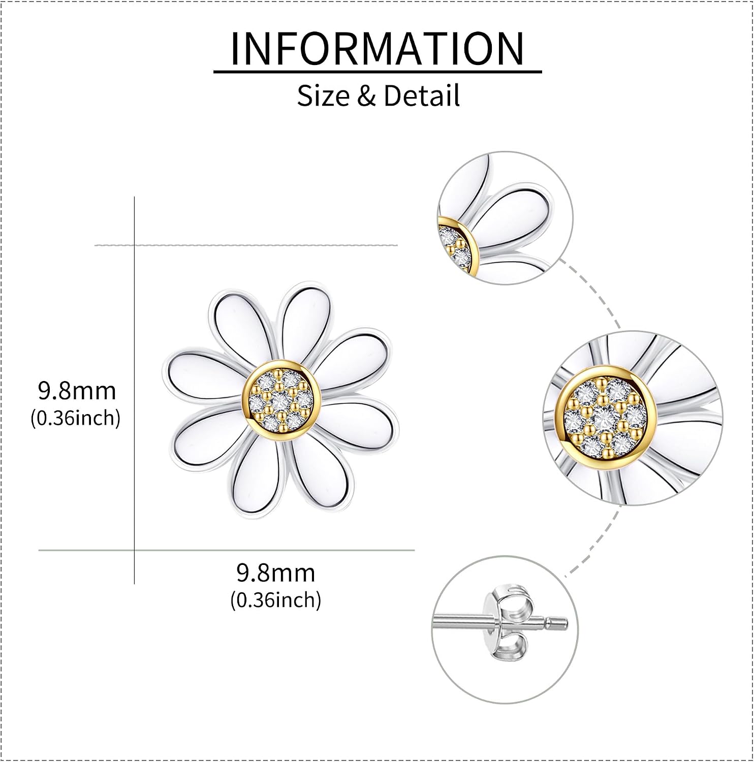 Daisy Earrings for Women 925 Sterling Silver Small Daisy Stud Earrings Daisy Flower Jewelry Gifts for Women Daisy Lovers