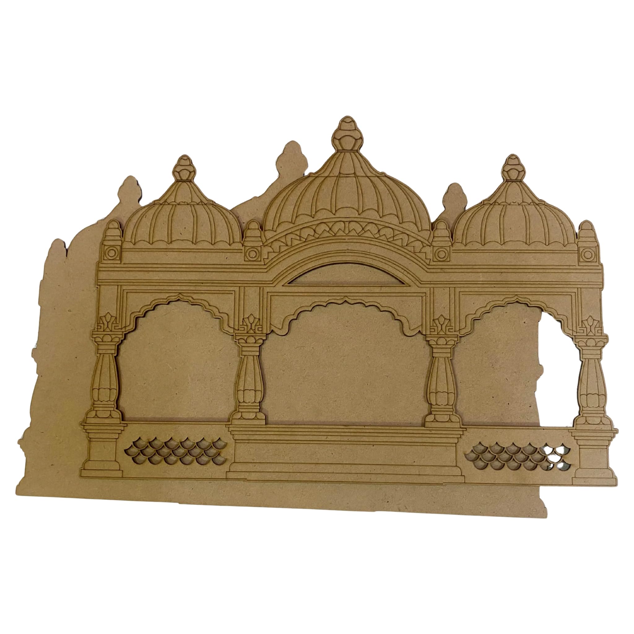 American Elm Wooden Jharokha Temple Frame MDF Cutout for DIY Craft Wall Art Home Mandir Décor Ethnic Festival Decoration-image-45