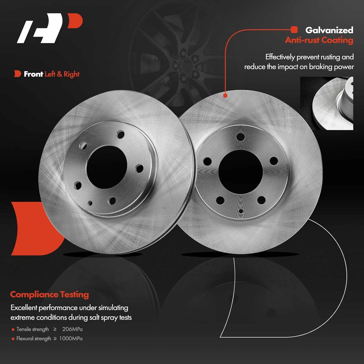 A-Premium 11.61 in (295mm) Front Vented Disc Brake Rotors + Ceramic Pads Kit Compatible with Select Mazda Models - MPV 2000 2001 2002 2003 2004 2005 2006, 6-PC Set