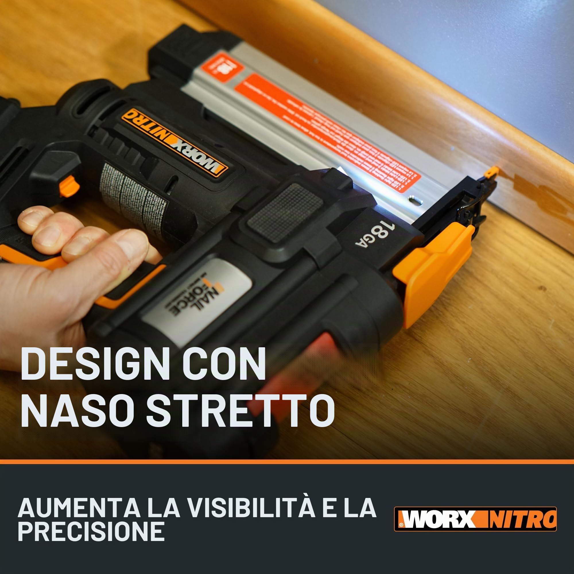 Chiodatrice a batteria 20 V - 18 GA | Worx | PowerShare | WX842.9 | Chiodi da 1,2 mm e fino a 50 mm di lunghezza