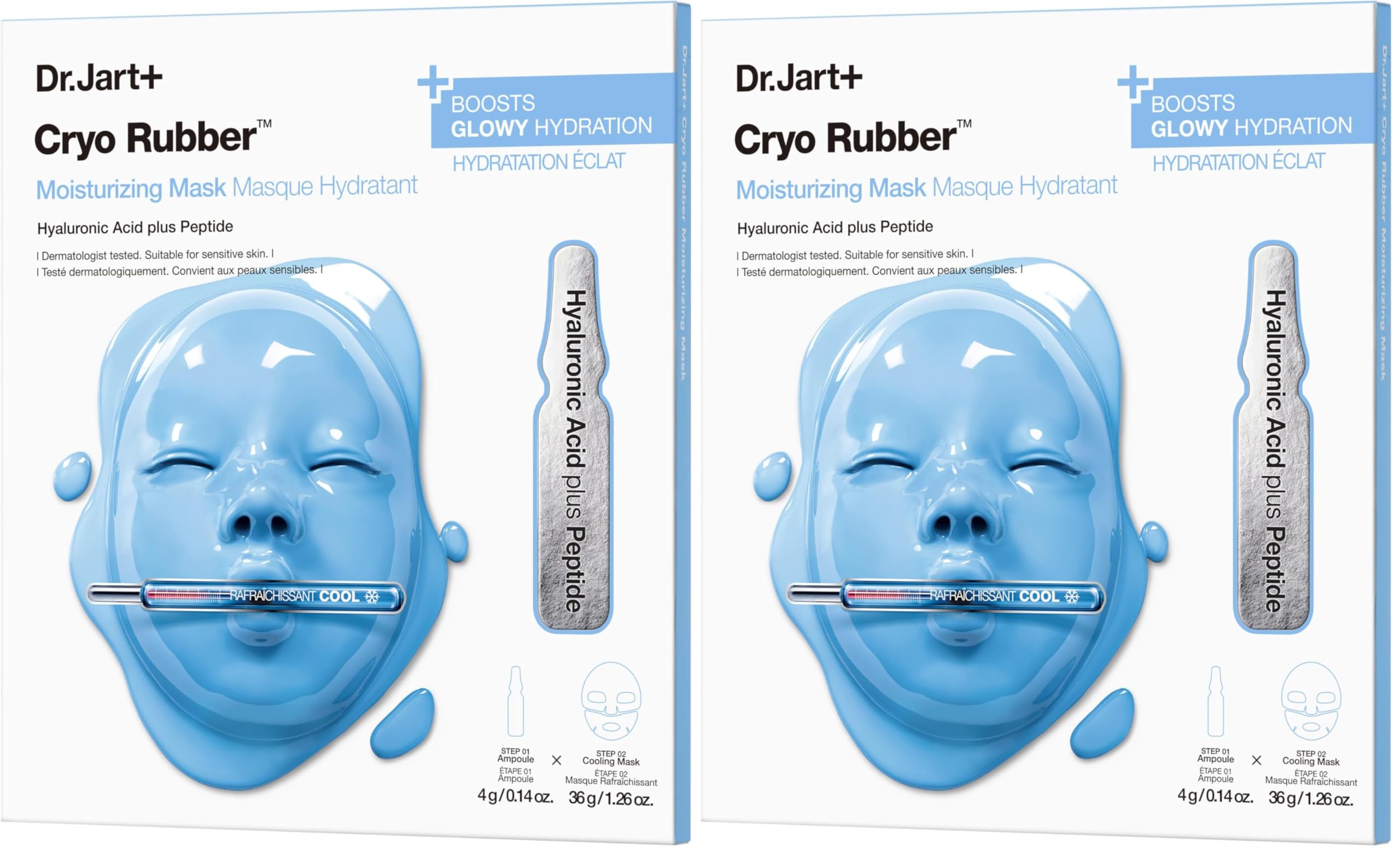 Cryo Rubber Moisturizing and Cooling Korean Face Mask with Hyaluronic Acid and Peptides| Korean Skin Care (Pack of 2)