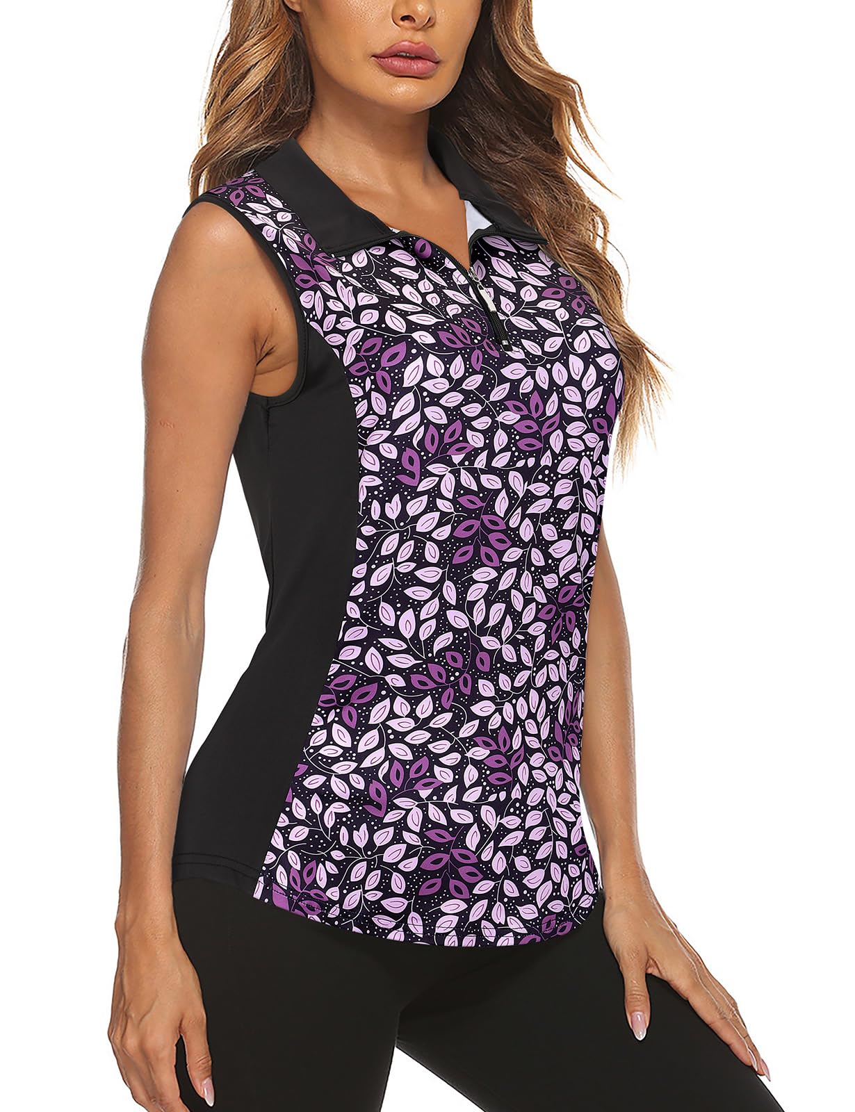 Misyula Style Women's Sleeveless Golf Shirts 1/4 Zip Polo Tennis Workout Tank Tops S-2XL