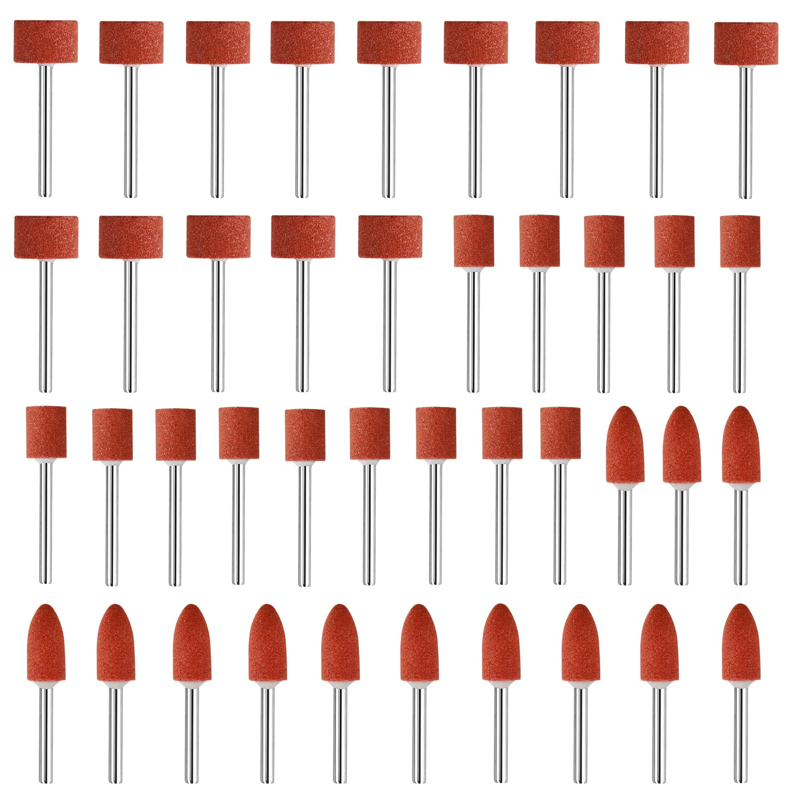 42 Pezzi Accessori per Mole in Ossido di Alluminio, Punte Pietra Abrasiva con Gambo da 3 mm, 3 Stili Punte Abrasive per Trapano Rettifica Lucidatura Mole per Utensili Rotanti, Lucidatura e Sbavatura
