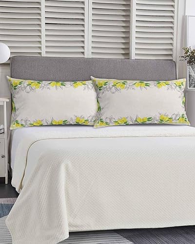 Miniatura 5 de Fundas de almohada de arpillera con hojas de limón tamaño King, fundas de almohada suaves para cama, fundas de almohada decorativas de lujo, funda