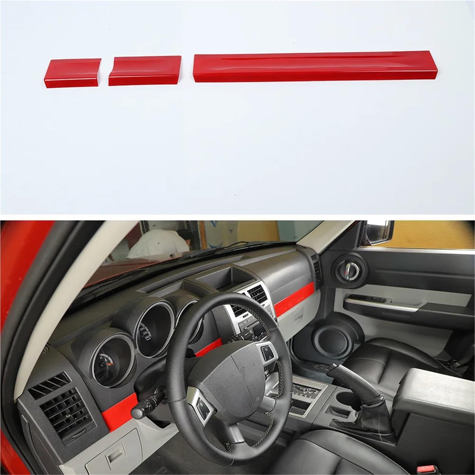 Konsola Środkowa Pasuje do Dodge'a Pasuje do Nitro 2007-2012 Deska rozdzielcza samochodu Konsola środkowa Paski dekoracyjne Wykończenie Stylizacja wnętrza(ABS 3PCS)