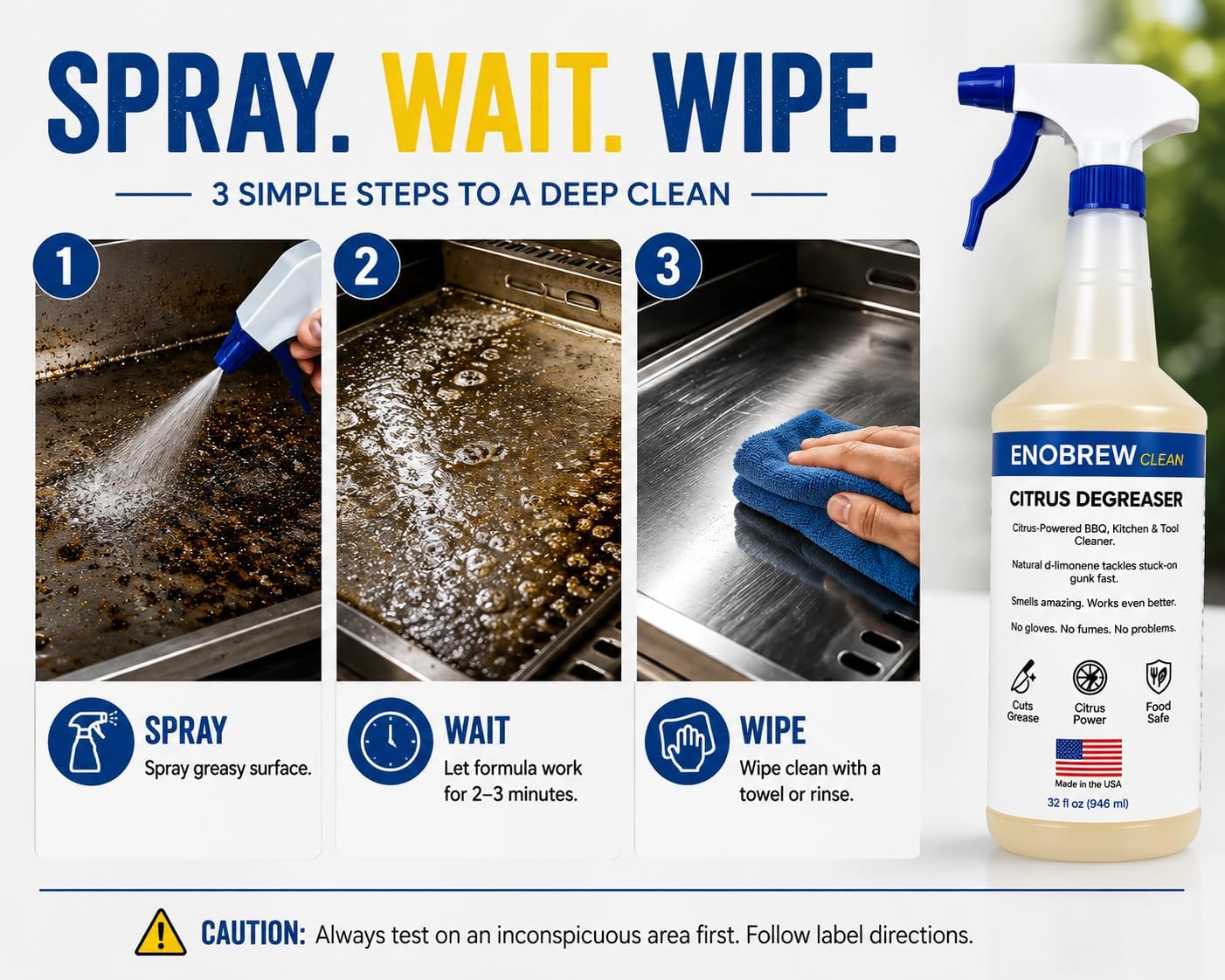 Citrus Degreaser and Kitchen Grease Cleaner, Heavy Duty Natural Citrus Formula for BBQ Grills, Stovetops, Cabinets, Autos and Outdoor Surfaces, Fast Acting Best Kitchen Degreaser (32 oz)