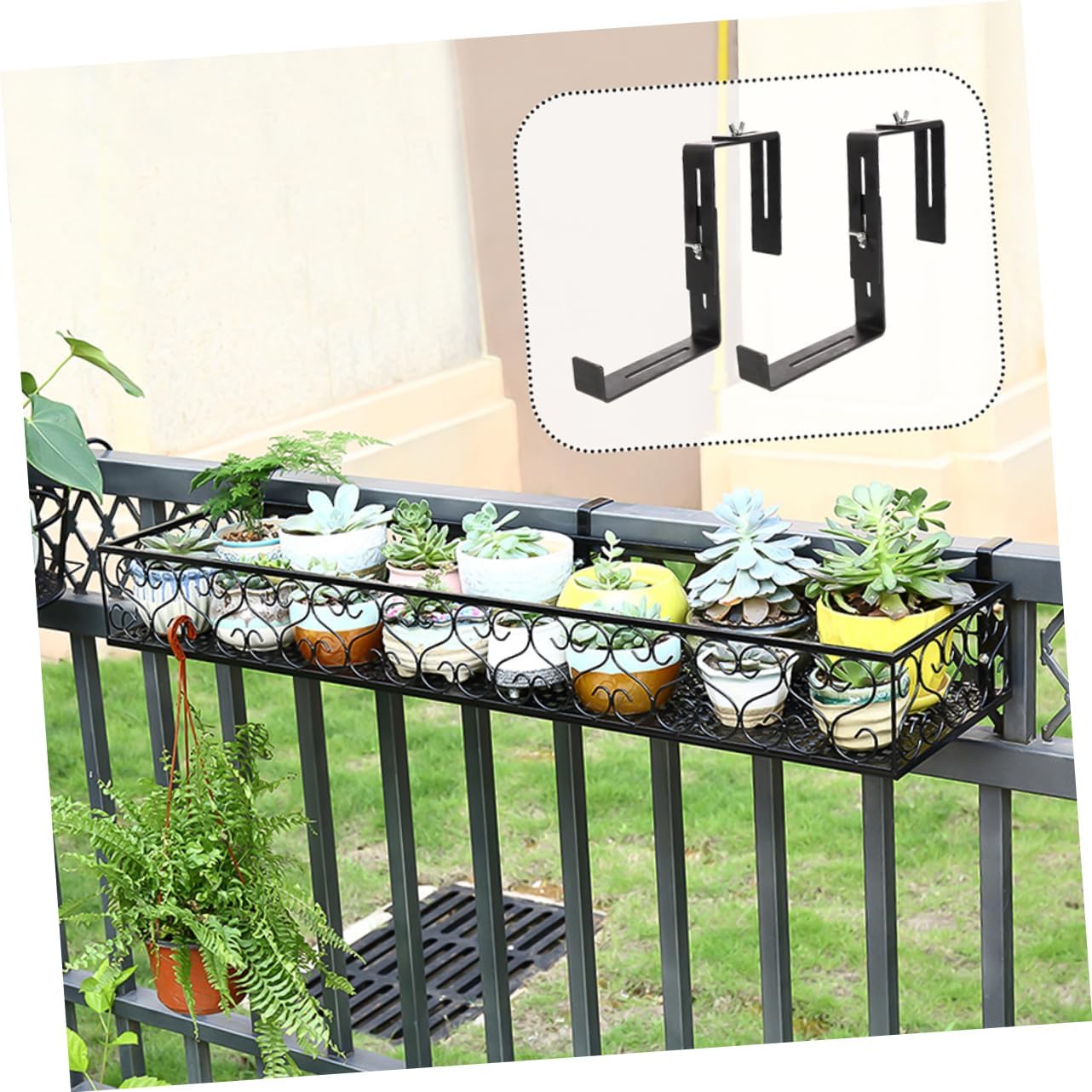 4Pcs Plant Pot Holders Durable Planter Brackets for Railing Balcony and Garden Use Fits Flower Pots Easy Installation and Strong Bearing Capacity
