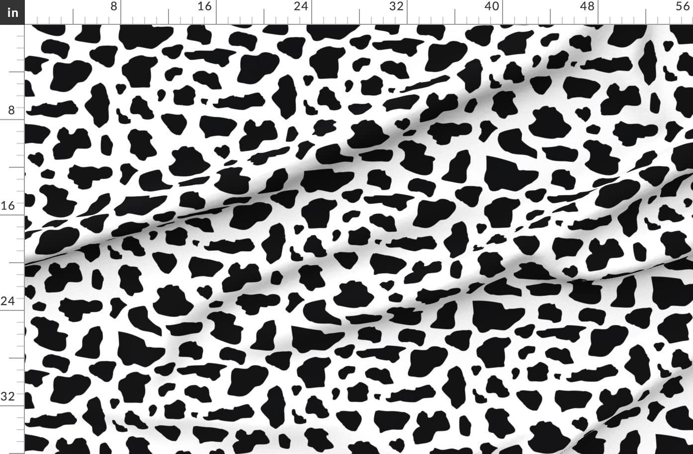Spoonflower Fabric - Cow Print Black White Farm Animal Cattle Dairy Milk Printed on Denim Fabric by The Yard - Bottomweight Apparel Home Decor Upholstery