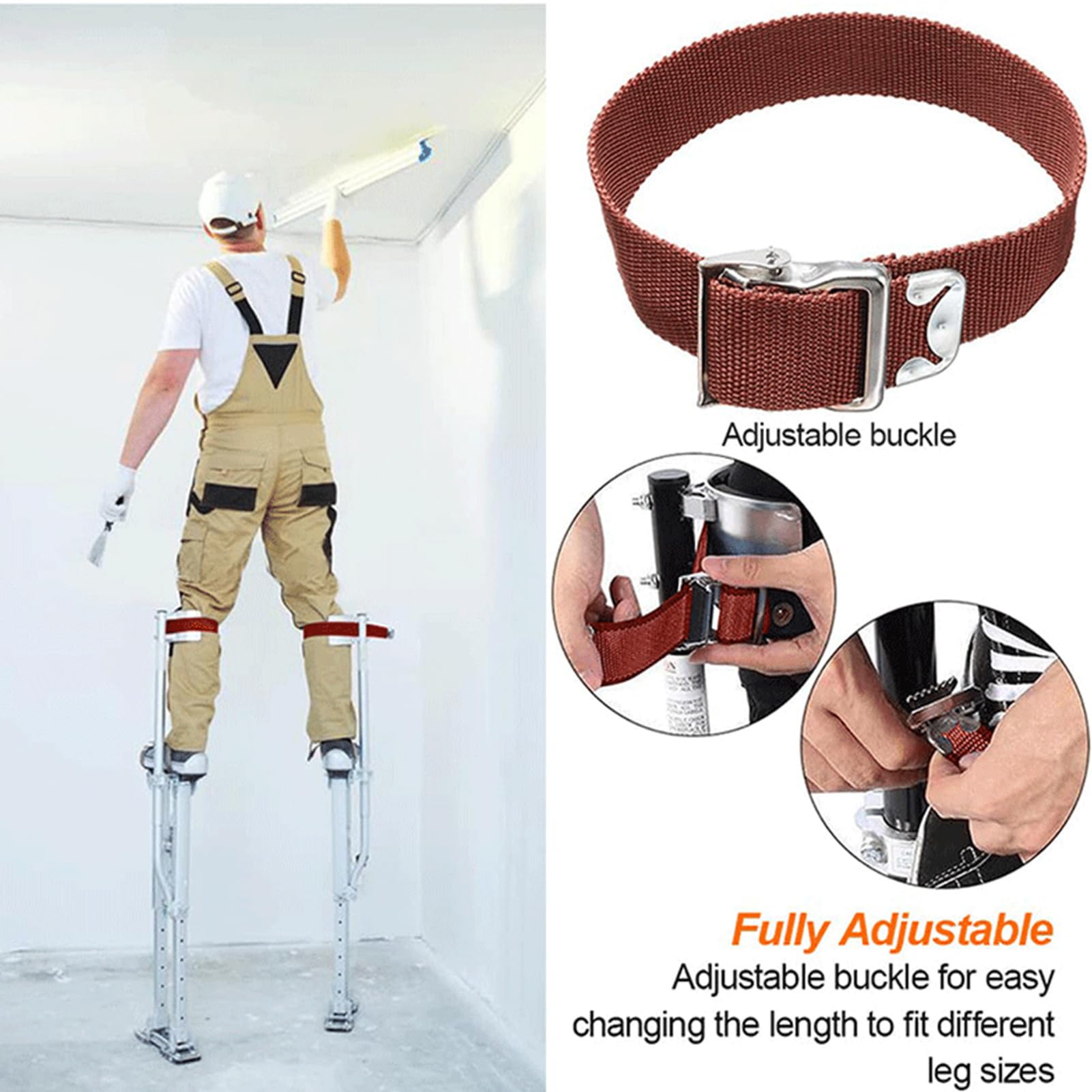 Sangles de Jambe pour échasses pour cloisons sèches, Bande de Jambe pour échasses - 2 pièces de Rechange réglables pour échasses de cloison sèche - Bande de Jambe pour échasses Polyvalente