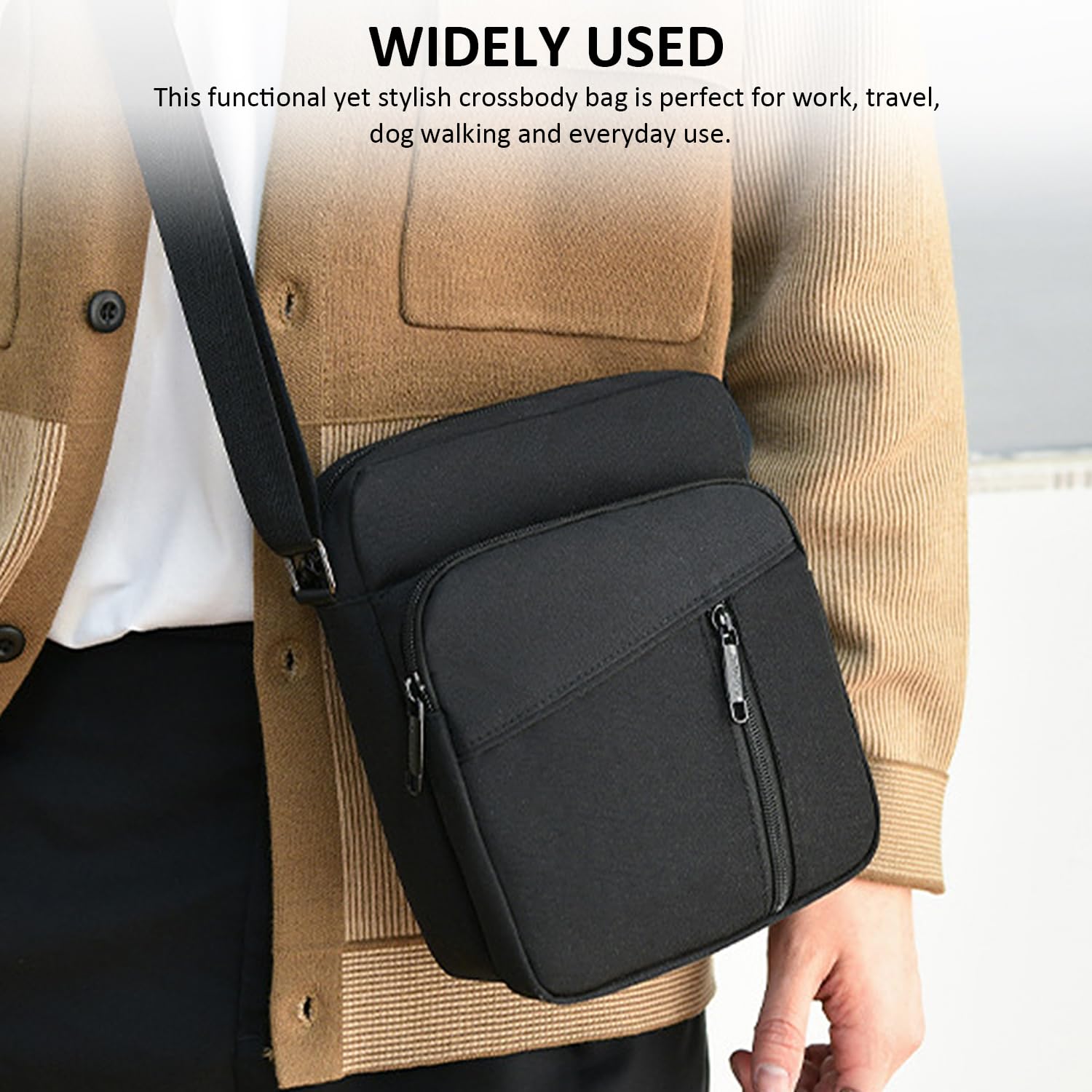 1 bolso de hombro para hombre, bolso de hombro de viaje, bolsa de pecho, bolsa de lona impermeable con correa de hombro ajustable, adecuada como bolsa de ocio para hombres y mujeres al aire