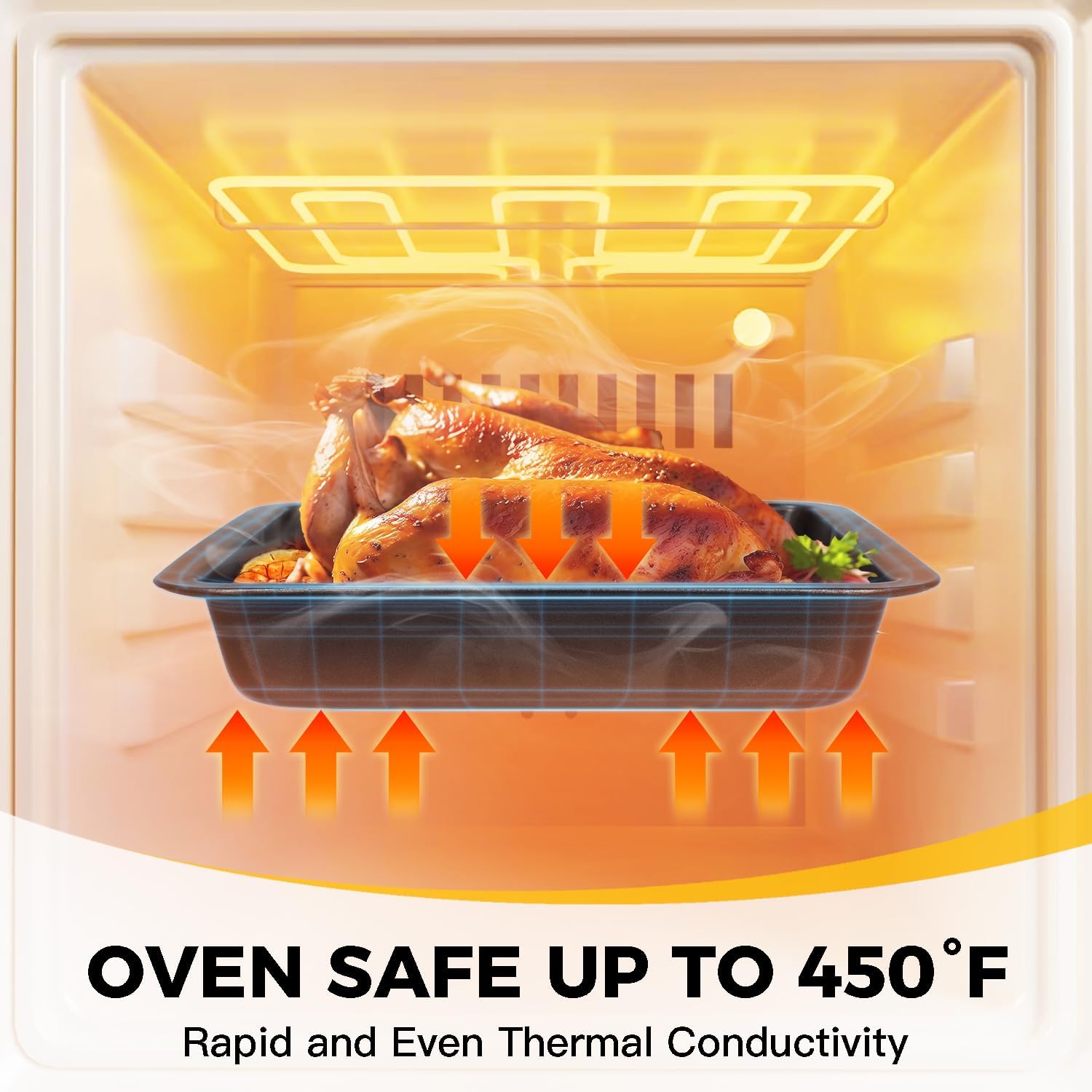 HONGBAKE 8x8 Cake Baking Pan Set, Nonstick Square Brownie Pans with Wider Grips, 2 Pieces, Heavy Duty, Grey - Image 7