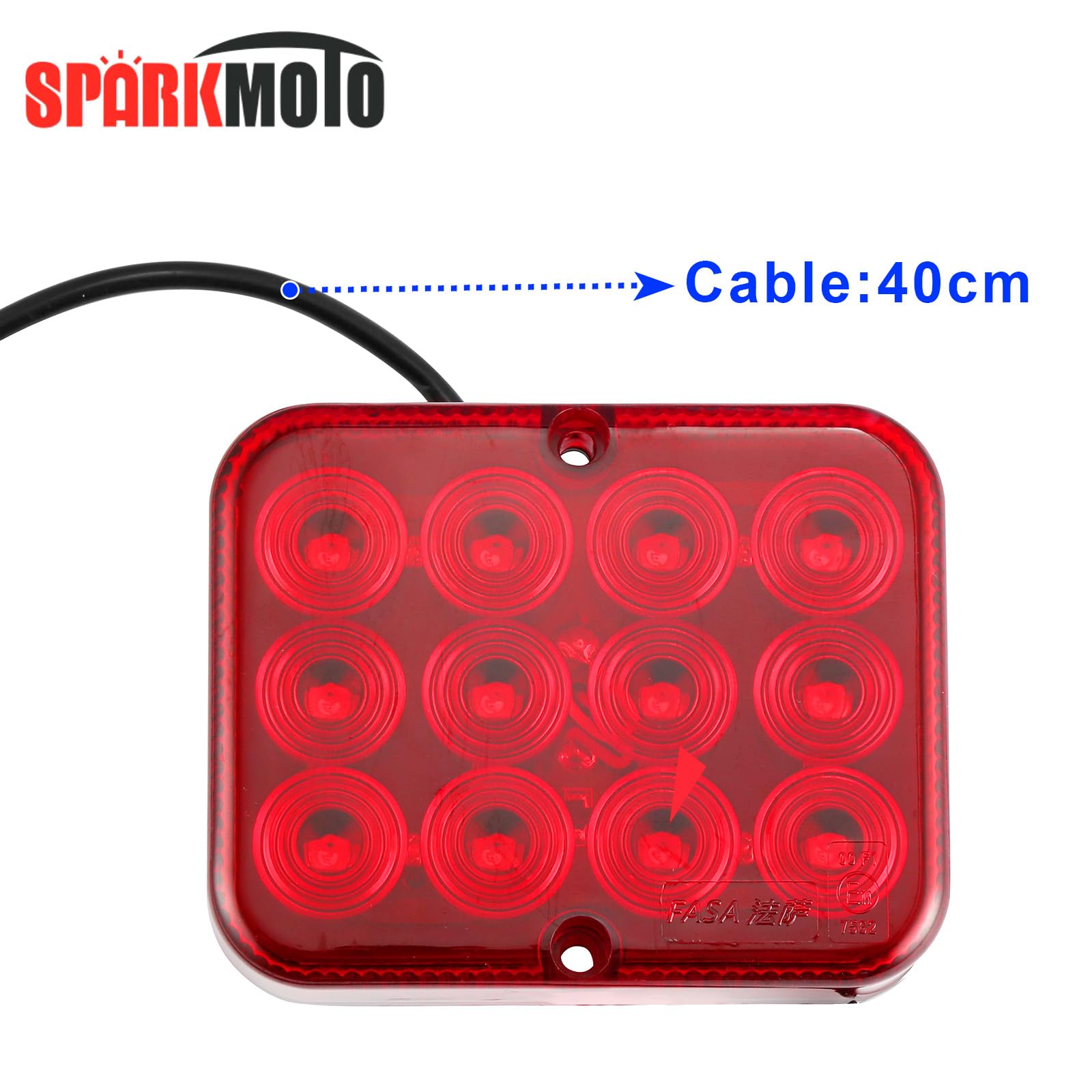 1 x tylne światło przeciwmgielne LED, światło przeciwmgielne, czerwone 12 V, znak kontrolny E, wodoszczelne, do samochodów osobowych, traktorów, przyczep kempingowych, tylnych świateł