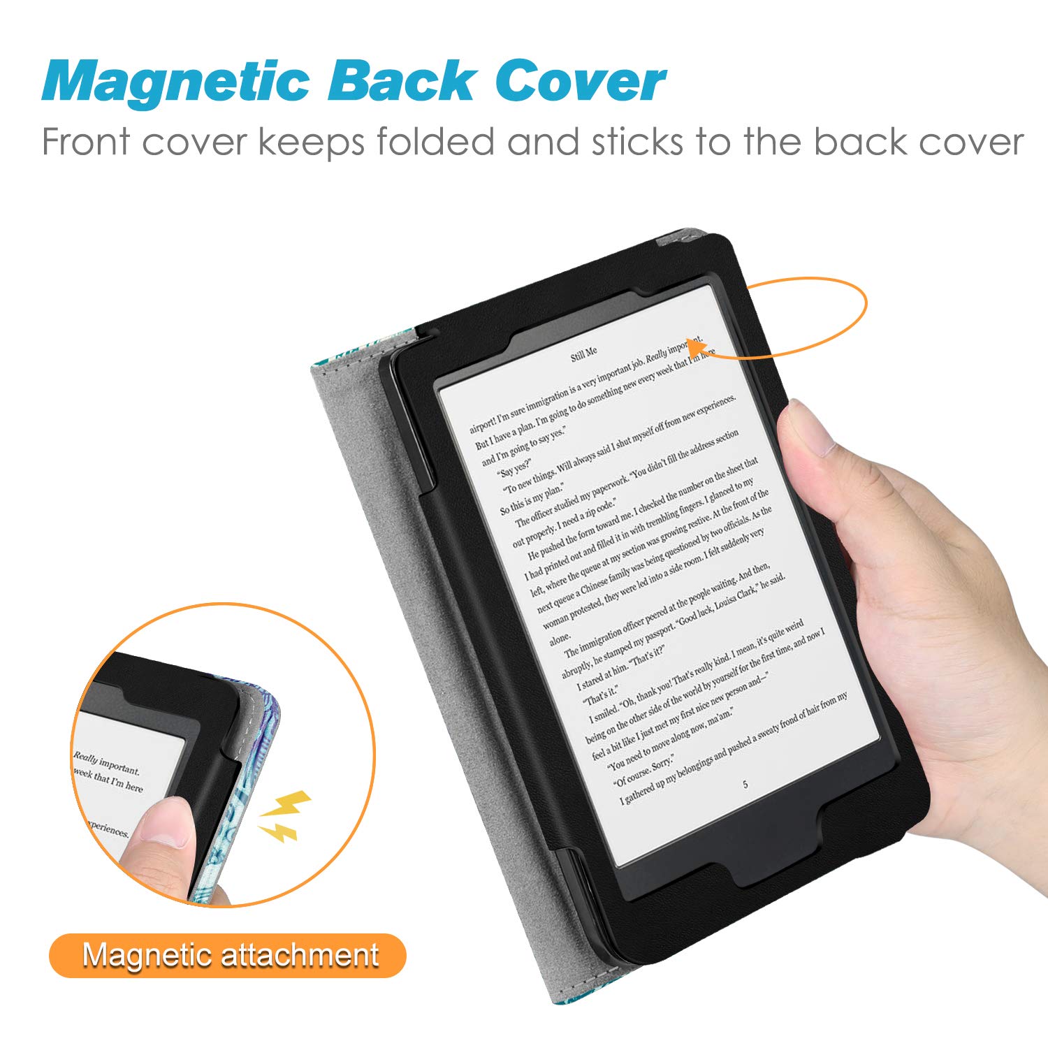 Custodia Per Kobo Clara HD 2018 - Cover Con Supporto E Cinturino, Auto Sveglia - Foto 9