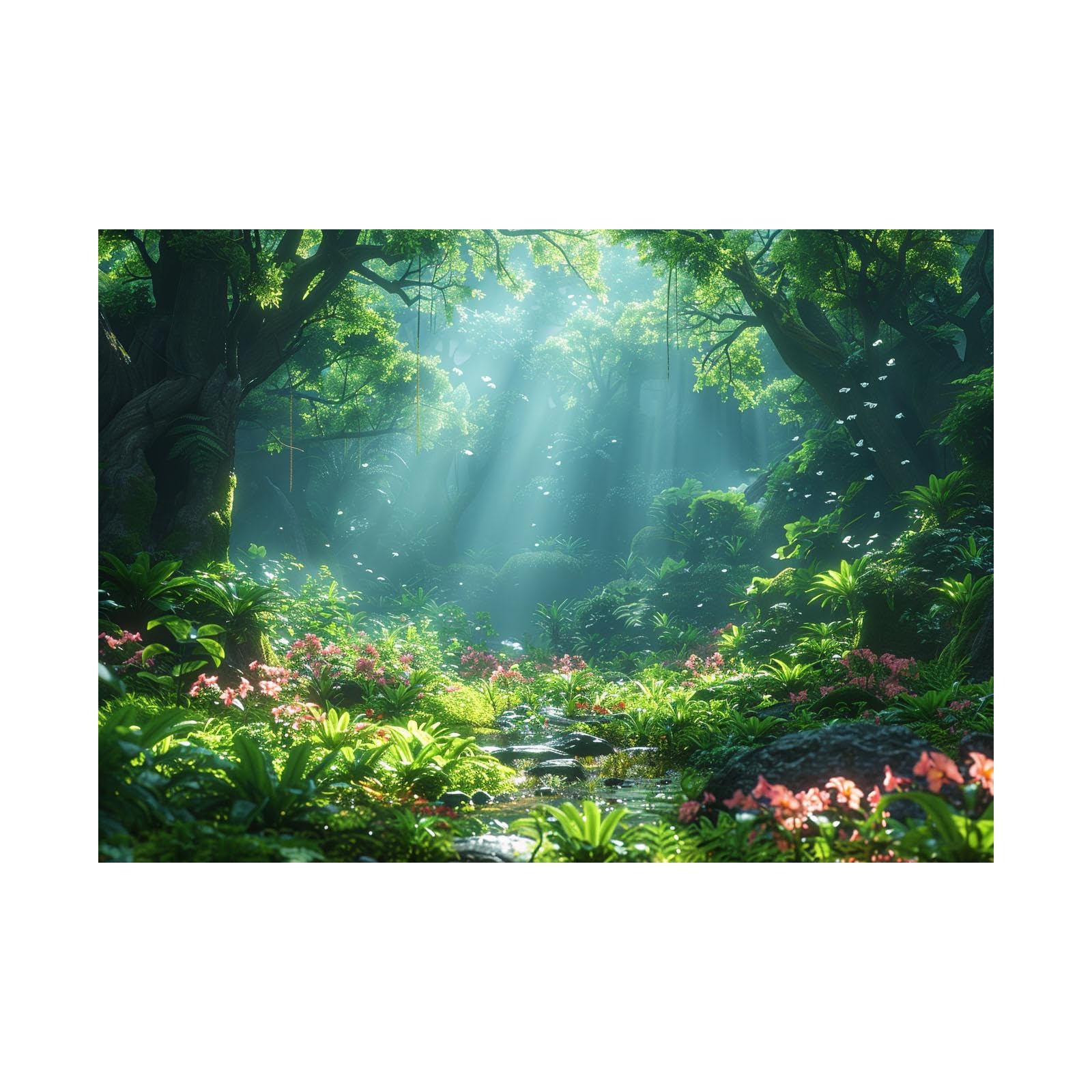 WQBQKKX Forest Canvas Wall Art, Grassland Tree Picture Painting Natural Landscape Prints Art for Bedroom Decor - 50x70cm Unframed(Green)