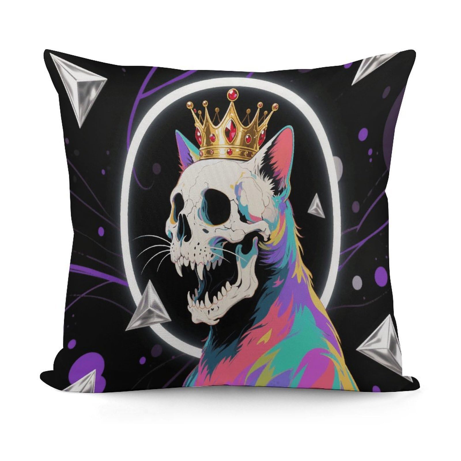 VstaDank Cat Skulls Throw Pillow Covers Fade-Resistant Removable Pillowcase Square Cushion Case Cozy Pillow Case Breathable Pillow Protector Soft Pillow Shams 18"x18"