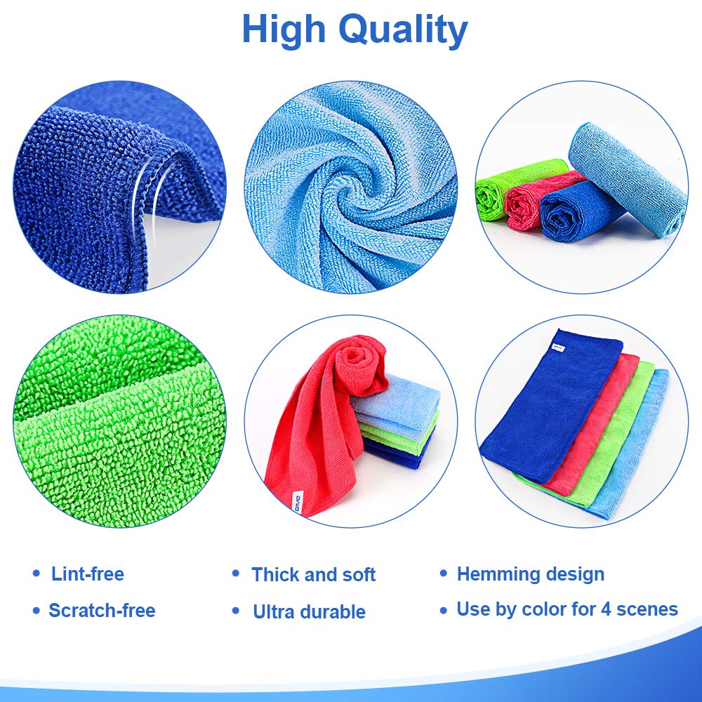 12Pcs Premium Microfiber Cleaning Cloths - Highly Absorbent, Lint Free, Streak Free, Micro Fiber Cleaning Towels, Dish Cloth, Wash Clothes, Size: 12" x 12" by ovwo - Especially for Kitchen, Home 2