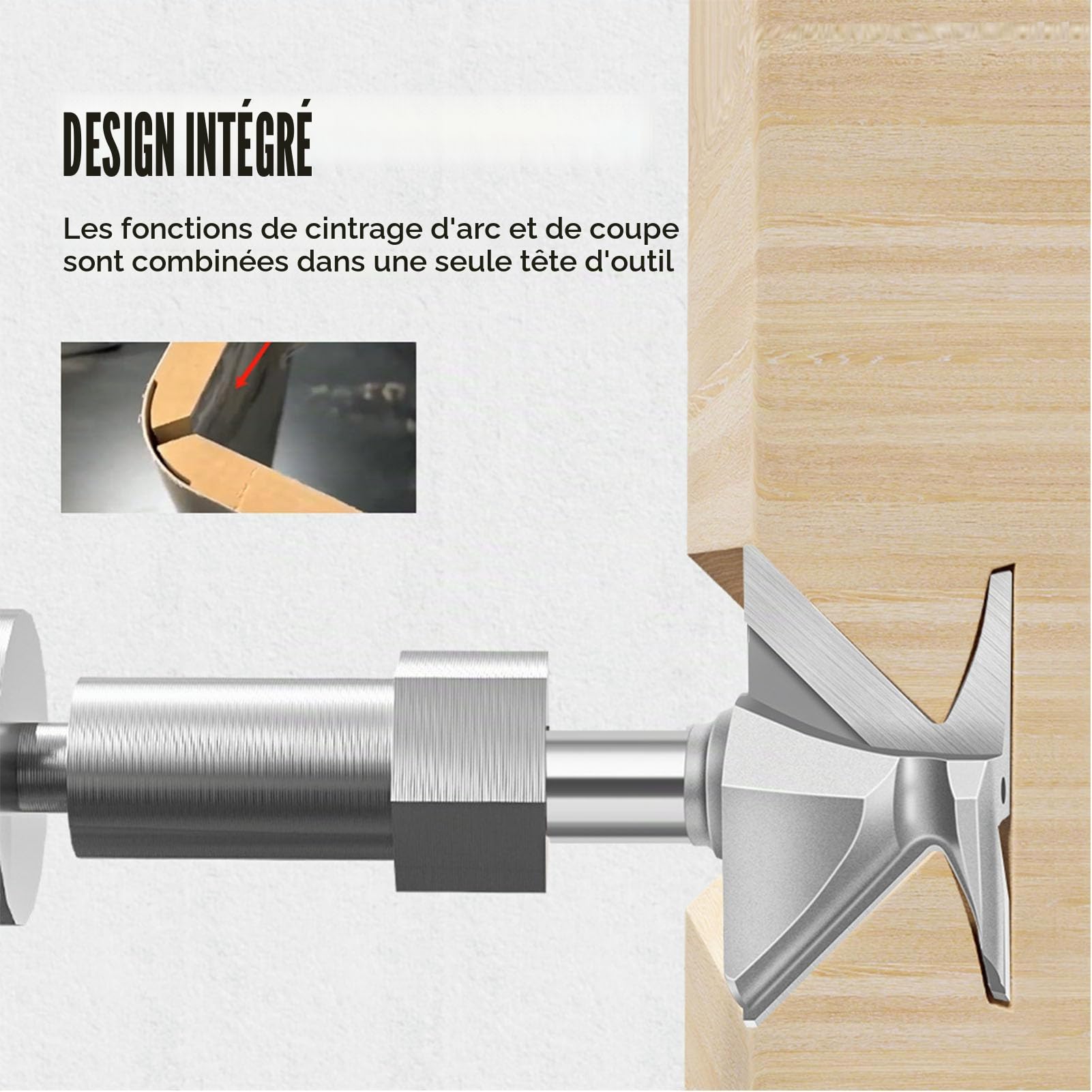 Fraise à Bois R30 à Tige de 1/2 Pouce, Mèche de Toupie à Langue et Rainure, Outil de Fraisage de Machine de Découpage à Fente intégré à L'arc pour Chanfrein de Travail du Bois